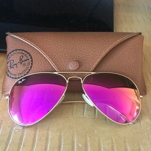 Ray Ban Aviator Pink Mirrored Sunglasses